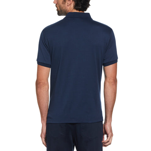Jacquard Front Diamond Geo Print Polo Shirt (Dress Blues) 