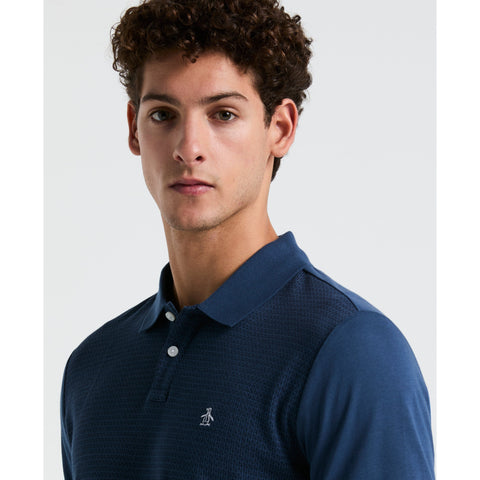 Jacquard Geo Line Jersey Polo (Sargasso Sea) 
