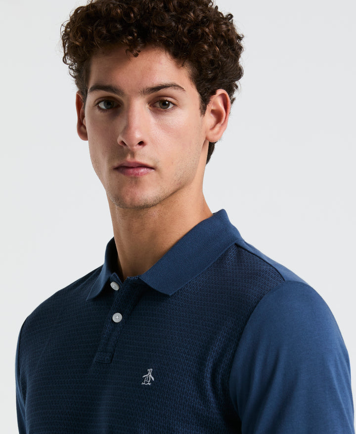 Jacquard Geo Line Jersey Polo (Sargasso Sea) 