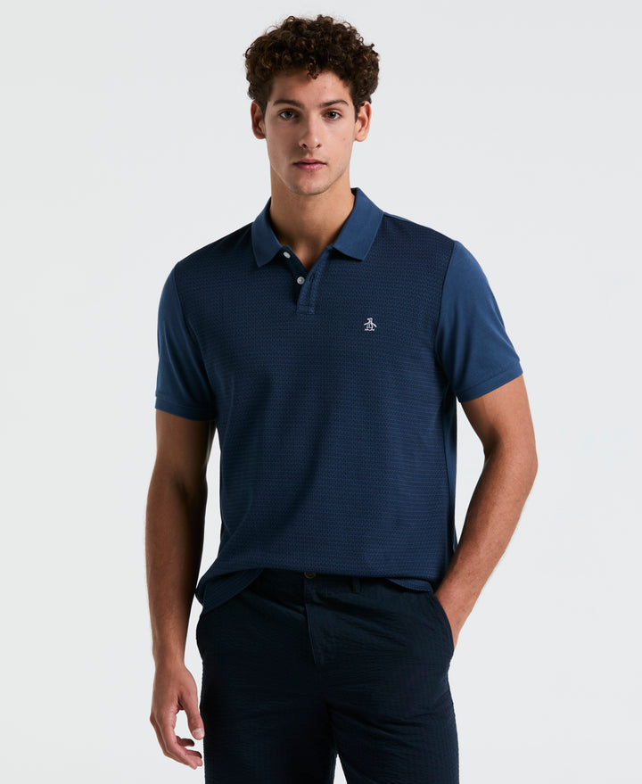 Jacquard Geo Line Jersey Polo (Sargasso Sea) 