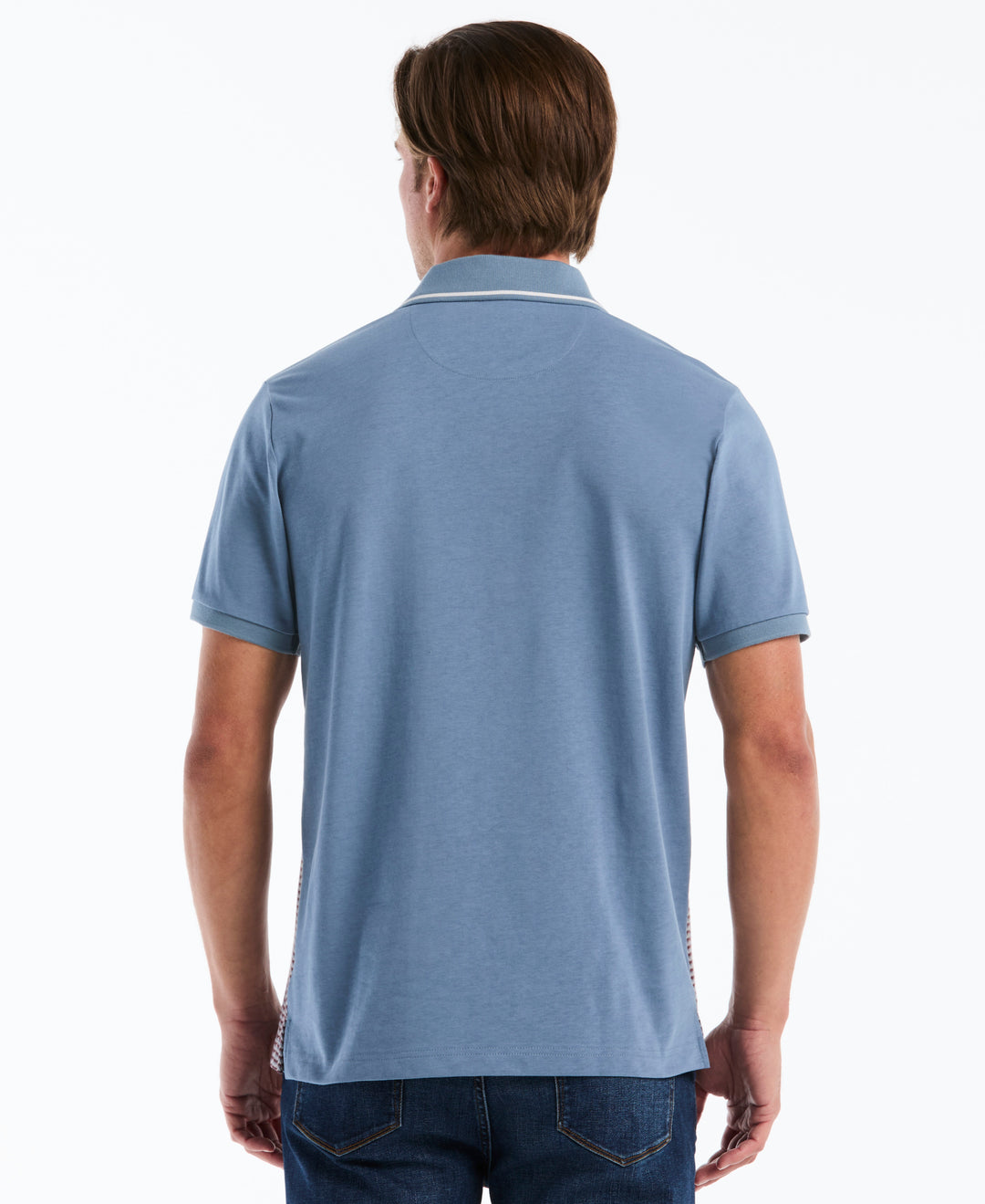 Cotton Jacquard Geo Tipped Polo (Copen Blue) 