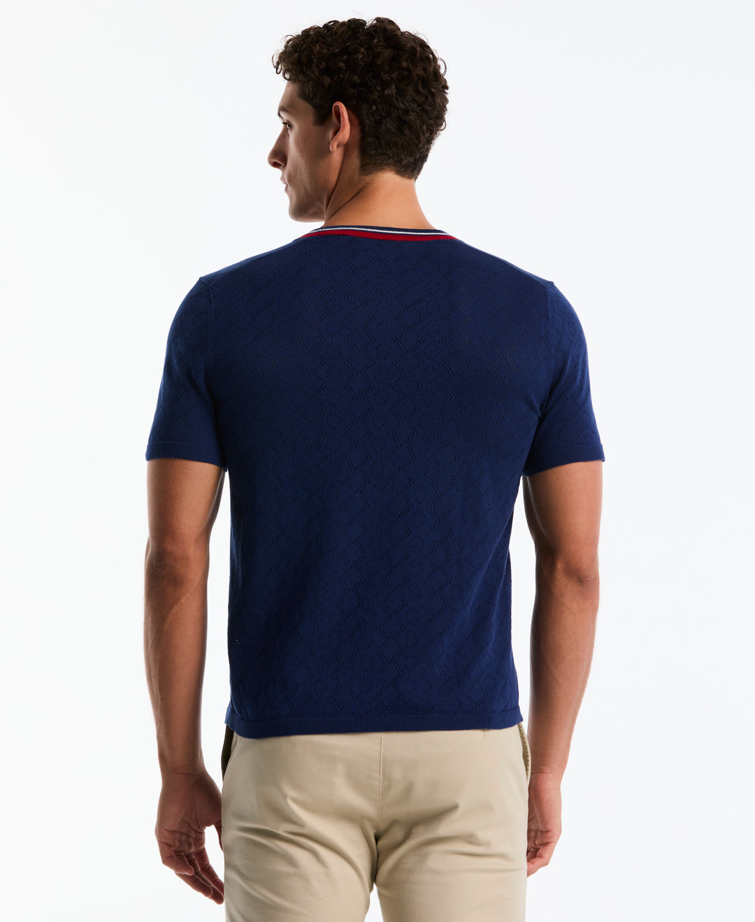 Cotton Jacquard Geometric Eyelet Sweater Tee (Blue Depths) 