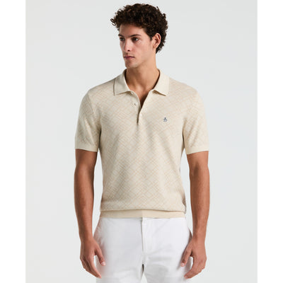 Jaquard Geometric Sweater Polo Shirt (Birch) 