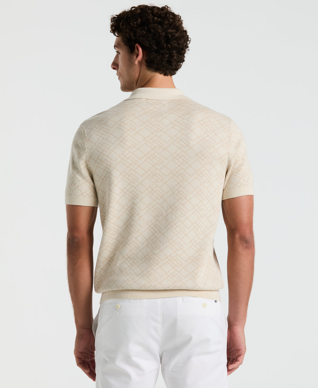Jaquard Geometric Sweater Polo Shirt (Birch) 