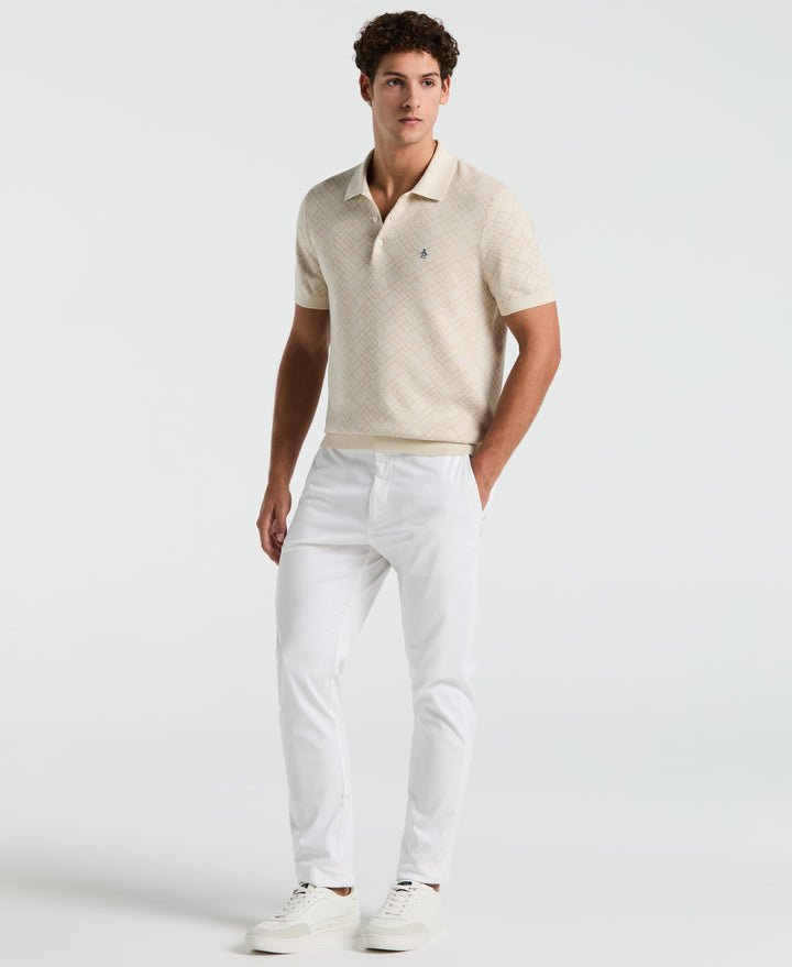 Jaquard Geometric Sweater Polo Shirt (Birch) 