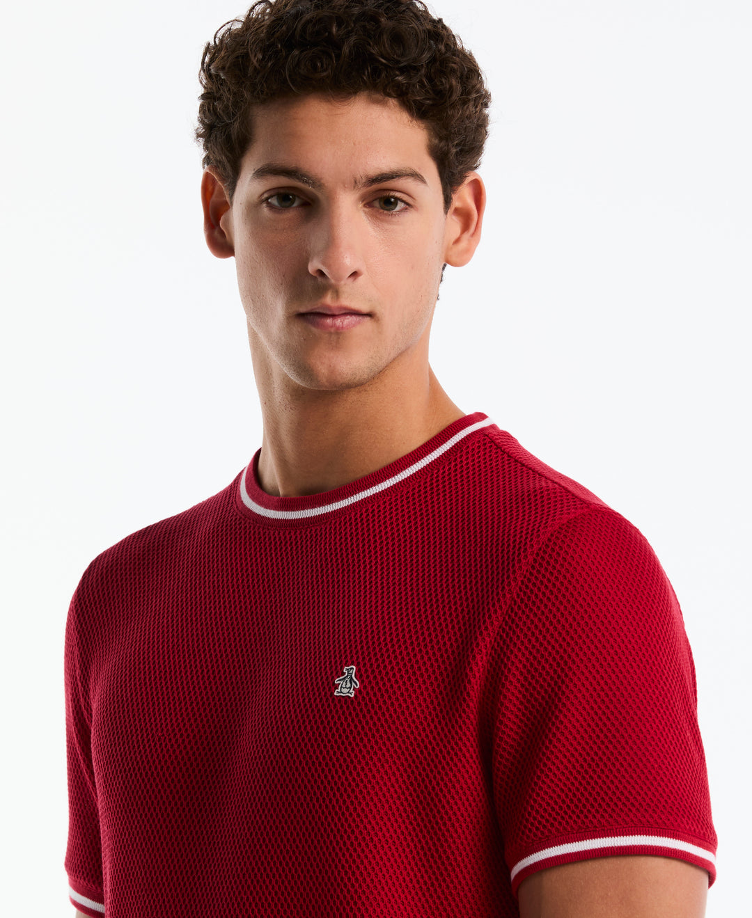 Jacquard Honeycomb Texture Tee (Red) 