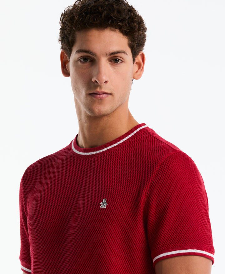 Jacquard Honeycomb Texture Tee (Red) 