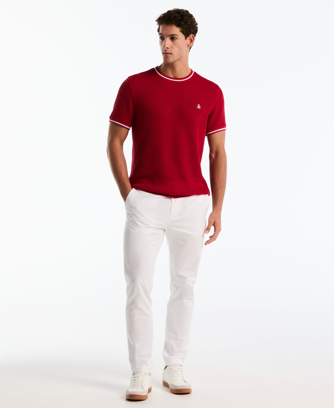 Jacquard Honeycomb Texture Tee (Red) 