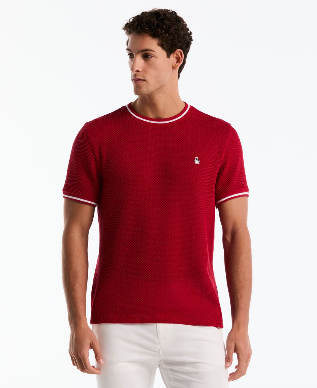 Jacquard Honeycomb Texture Tee (Red) 