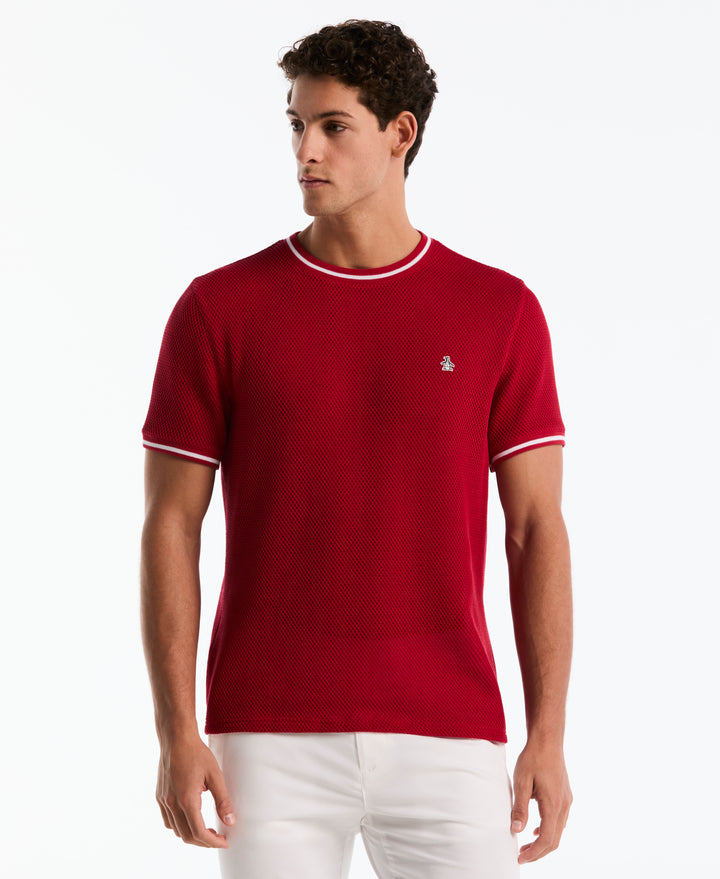 Jacquard Honeycomb Texture Tee (Red) 
