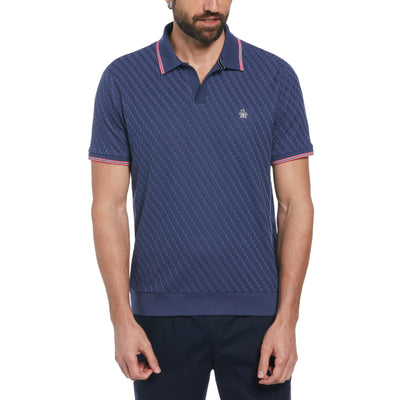 Jacquard Johnny Collar Polo (Blue Indigo) 