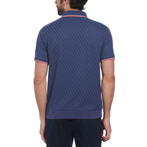 Jacquard Johnny Collar Polo (Blue Indigo) 