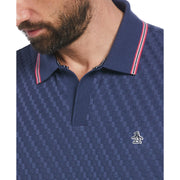 Jacquard Johnny Collar Polo (Blue Indigo) 