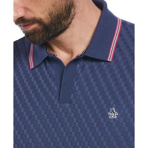 Jacquard Johnny Collar Polo (Blue Indigo) 