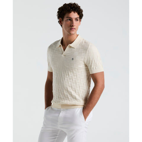 Jacquard Johnny Collar Sweater Polo (Birch) 