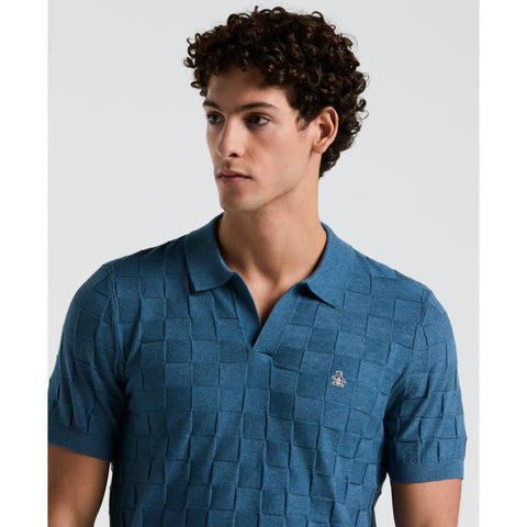 Jacquard Johnny Collar Sweater Polo (Copen Blue) 
