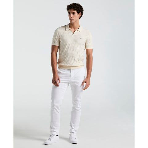 Jacquard Johnny Collar Sweater Polo (Birch) 