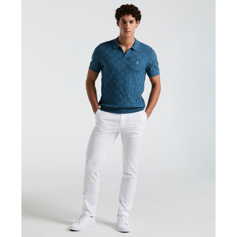 Jacquard Johnny Collar Sweater Polo (Copen Blue) 