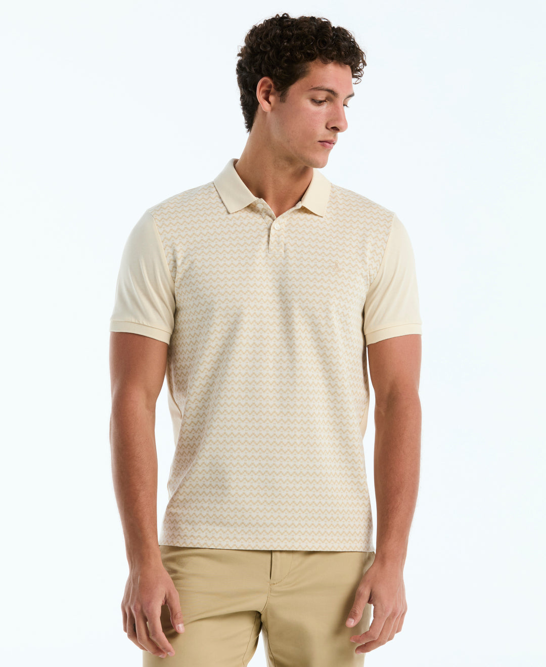 Cotton Jacquard Mini Waves Polo (Birch) 