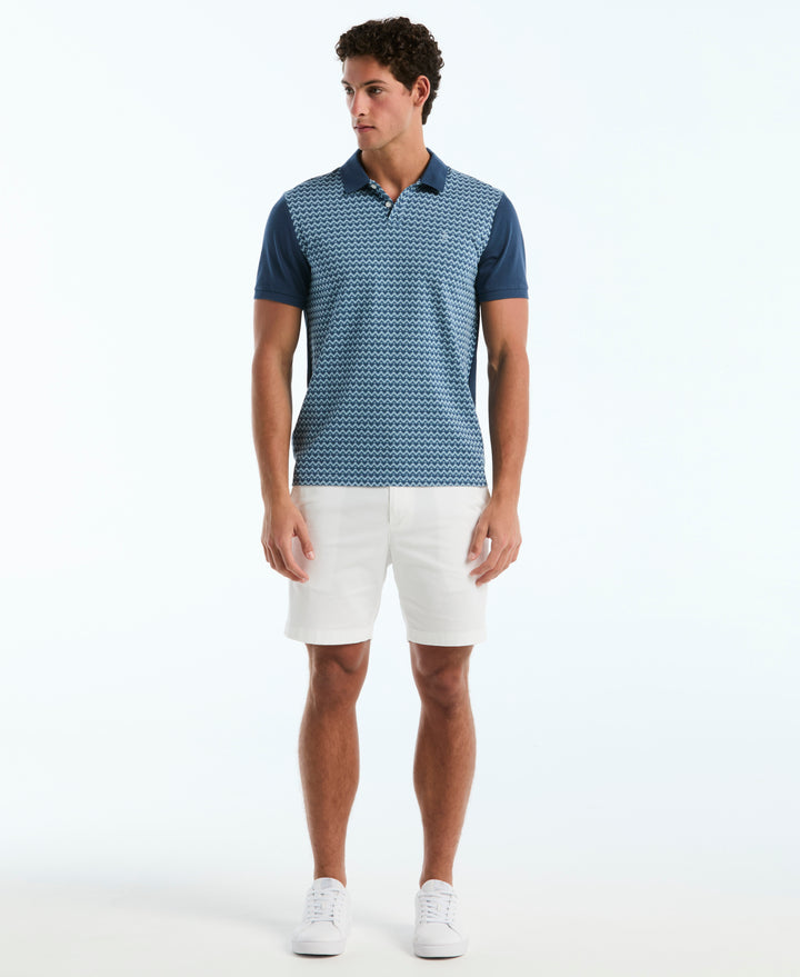 Cotton Jacquard Mini Waves Polo (Sargasso Sea) 