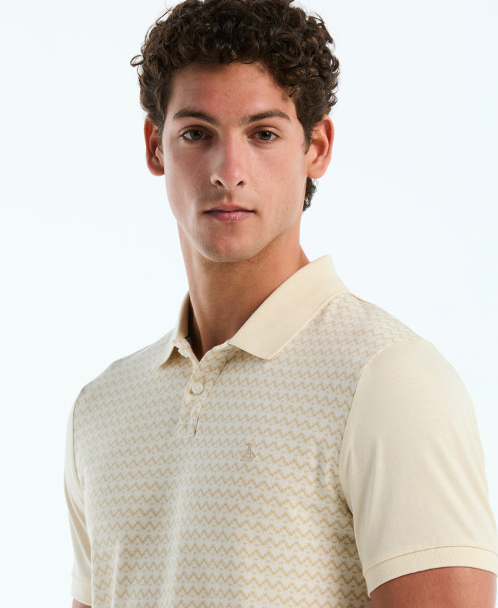 Cotton Jacquard Mini Waves Polo (Birch) 