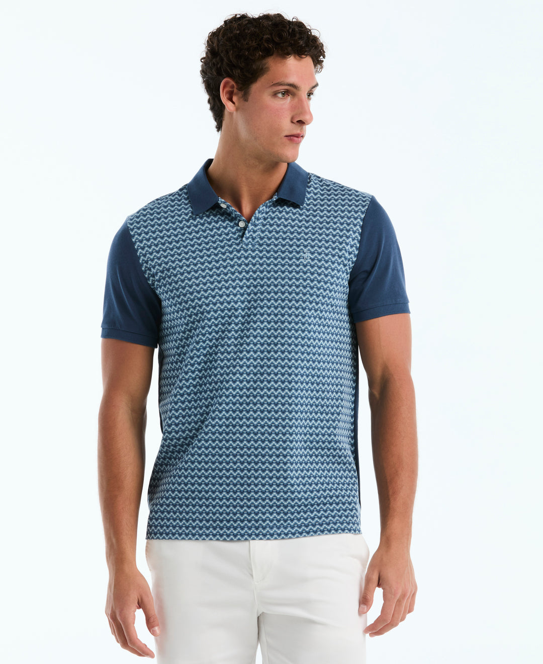 Cotton Jacquard Mini Waves Polo (Sargasso Sea) 