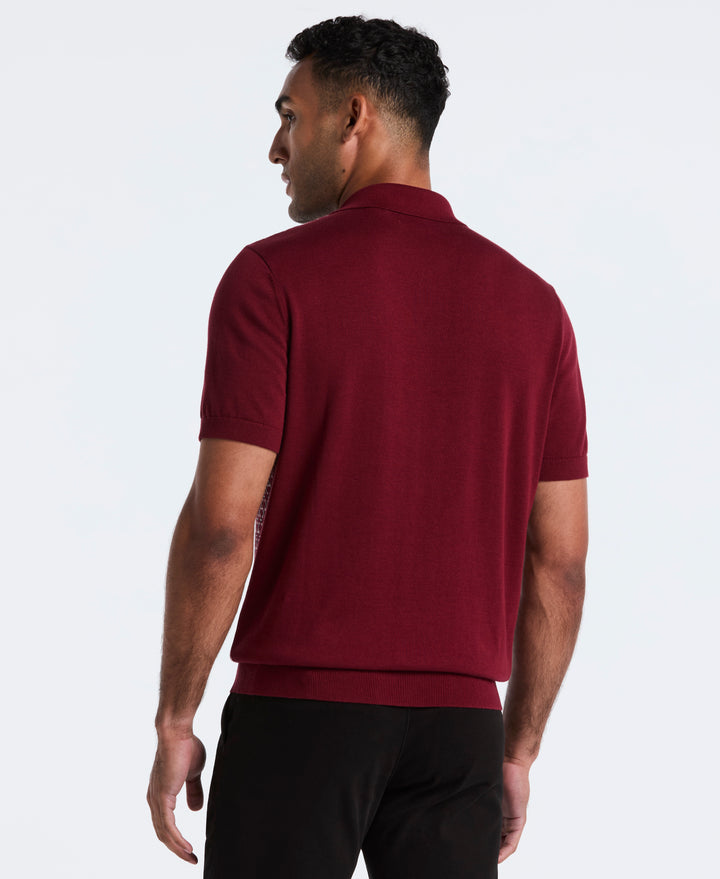 Cotton Jacquard Sweater Polo (Cabernet) 