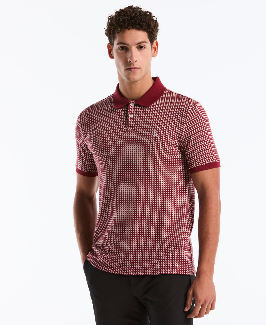 Jacquard Ribbed Triangle Polo-Polos-Cabernet-XS-Original Penguin
