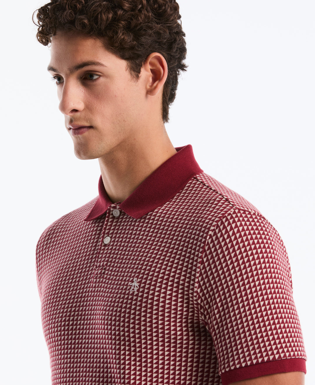 Jacquard Ribbed Triangle Polo-Polos-Original Penguin