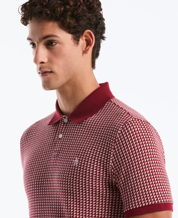 Jacquard Ribbed Triangle Polo-Polos-Original Penguin