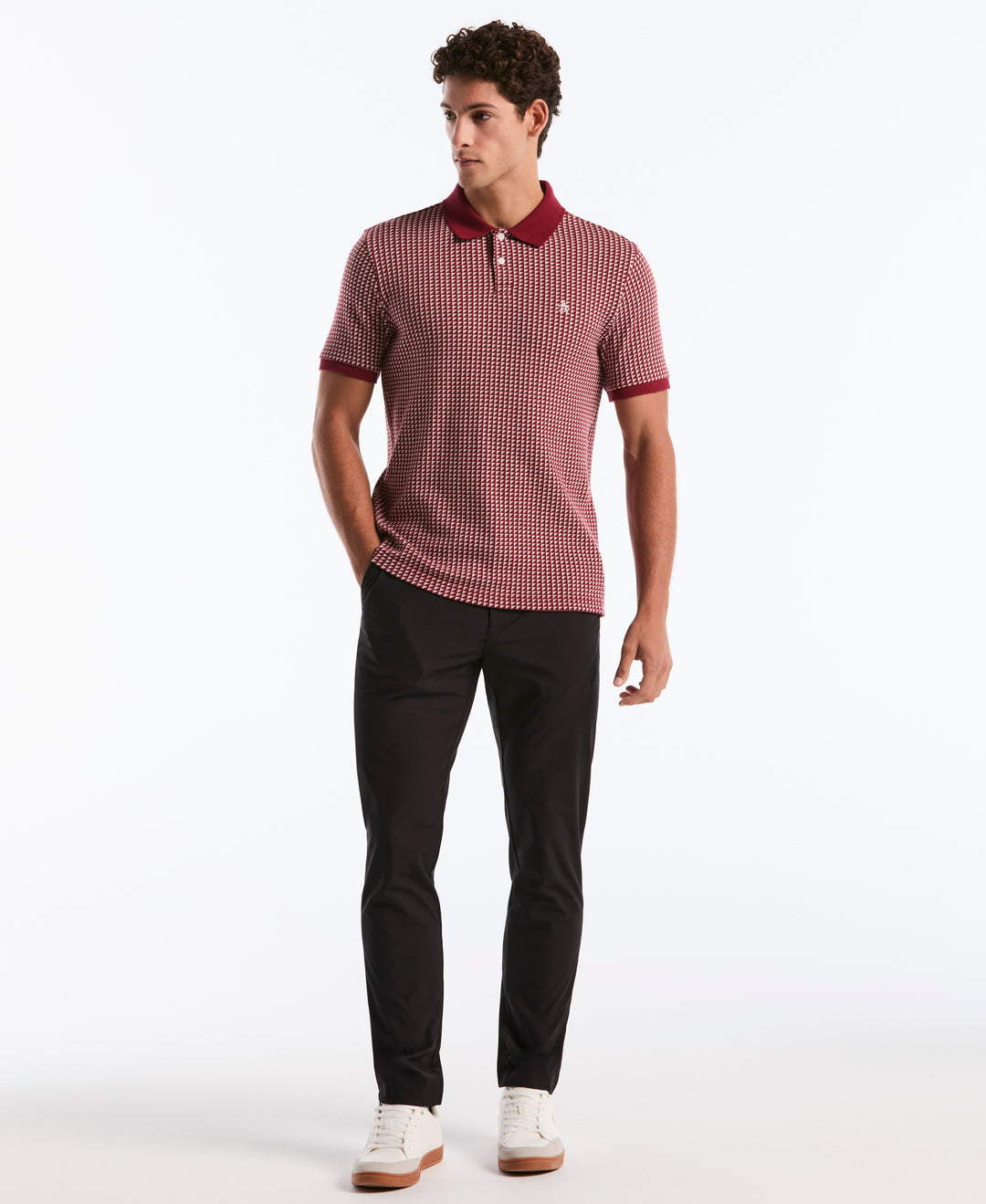 Jacquard Ribbed Triangle Polo-Polos-Original Penguin