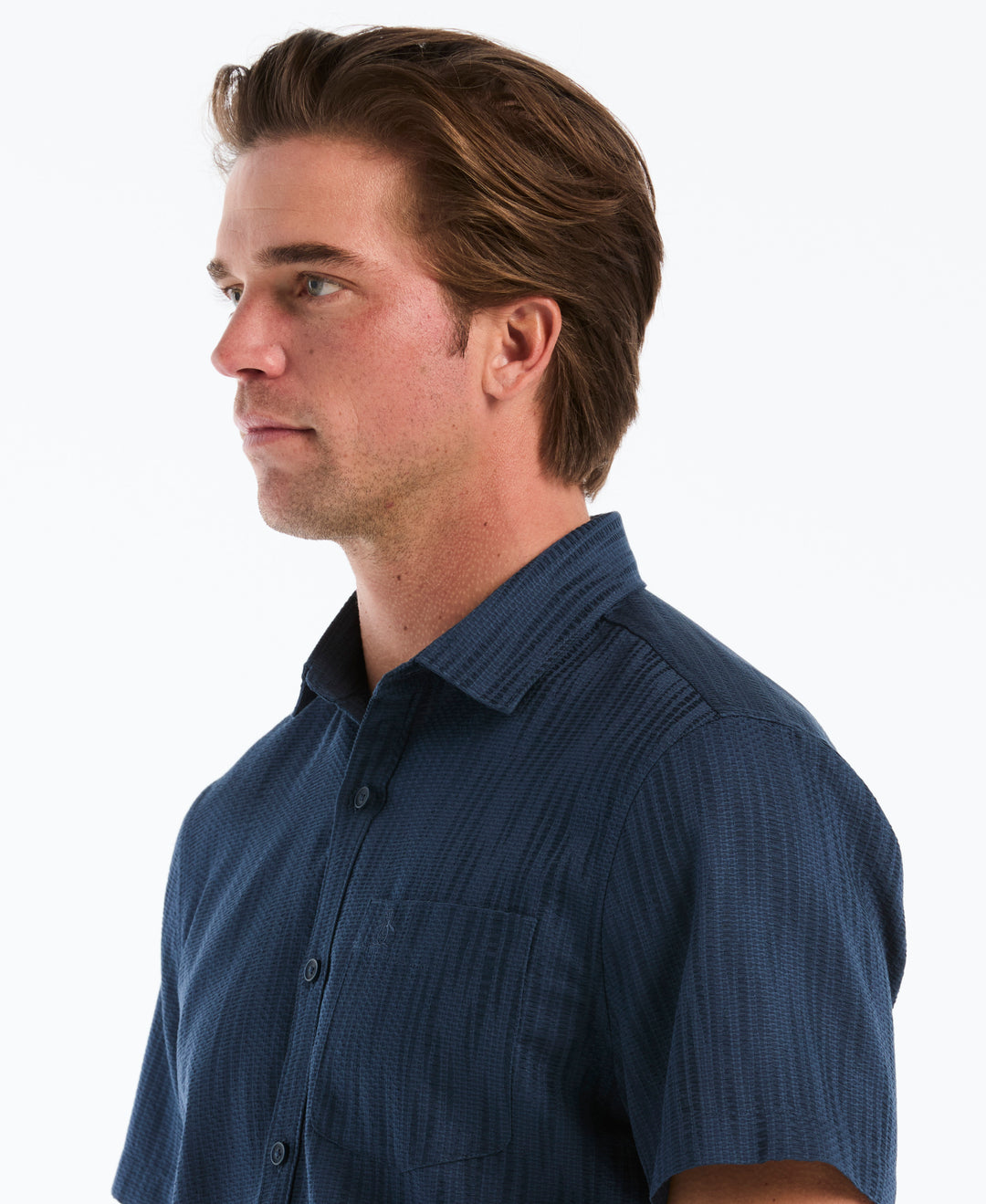 Jacquard Textured Short Sleeve Shirt (Sargasso Sea) 