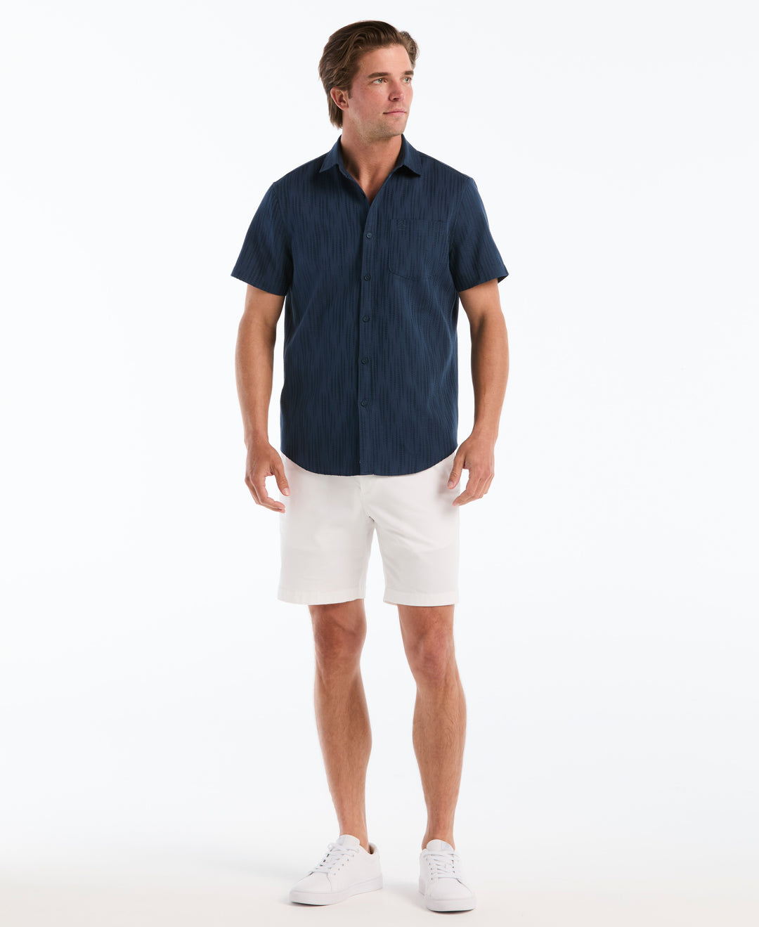 Jacquard Textured Short Sleeve Shirt (Sargasso Sea) 