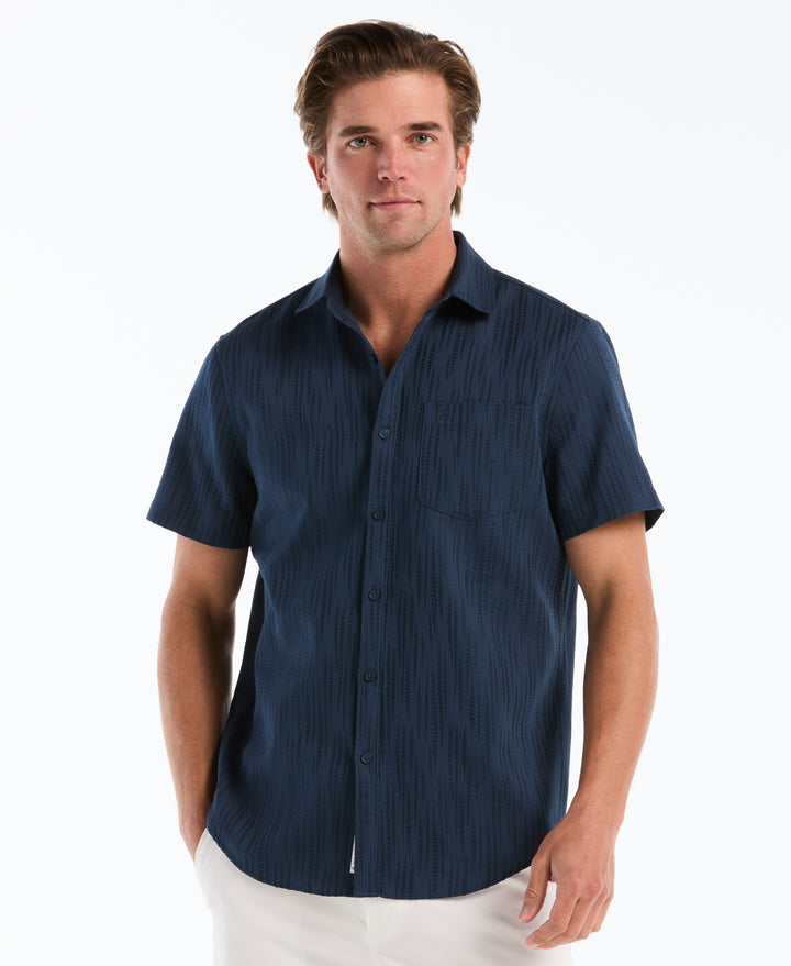 Jacquard Textured Short Sleeve Shirt (Sargasso Sea) 