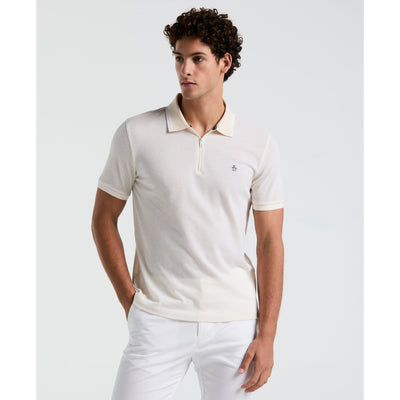 Jacquard Tipped 1/4 Zip Polo (Birch) 