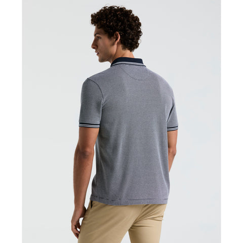 Jacquard Tipped 1/4 Zip Polo (Dark Sapphire) 