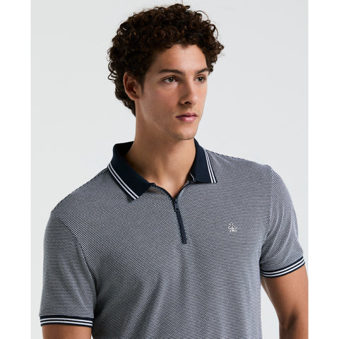 Jacquard Tipped 1/4 Zip Polo (Dark Sapphire) 