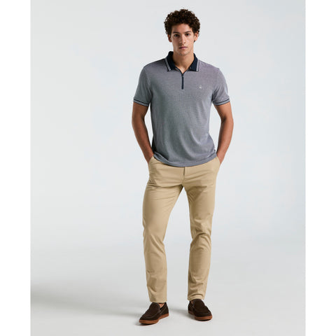 Jacquard Tipped 1/4 Zip Polo (Dark Sapphire) 
