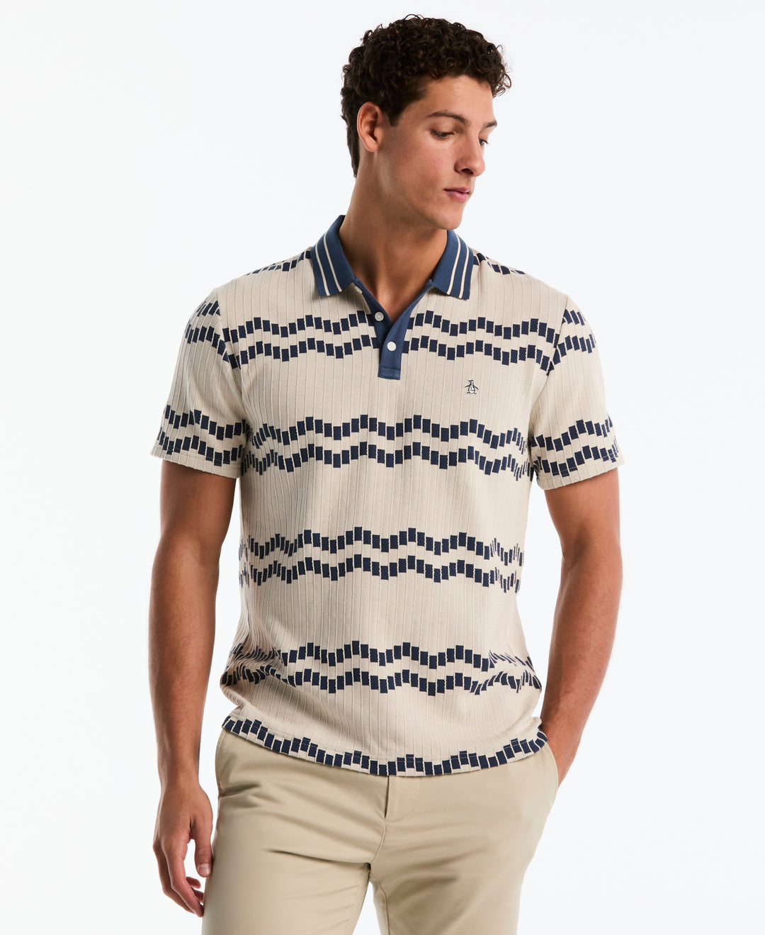 Jacquard Wavy Tiles Polo (Birch) 