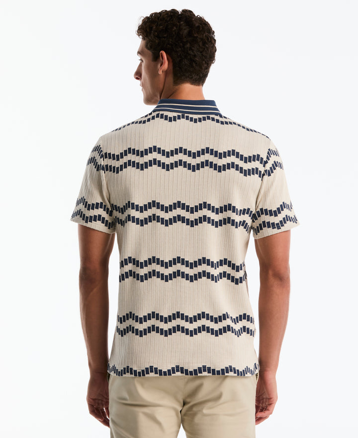 Jacquard Wavy Tiles Polo (Birch) 