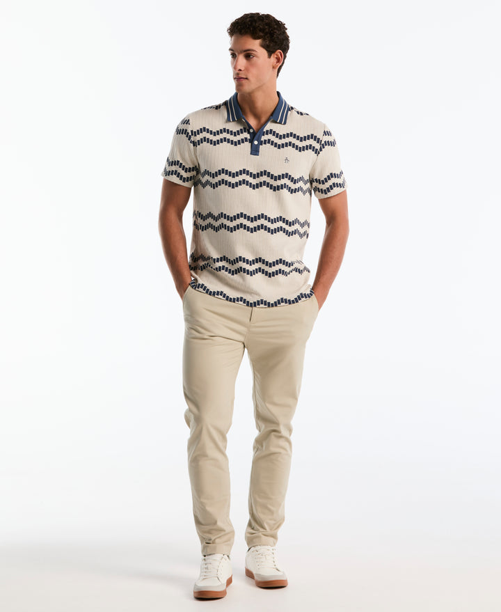 Jacquard Wavy Tiles Polo (Birch) 
