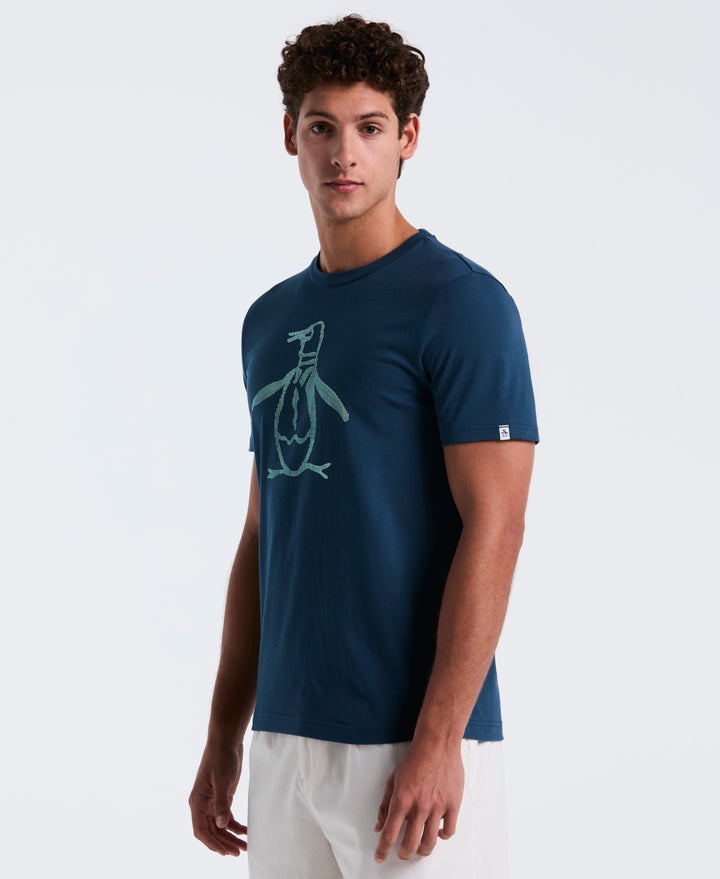 3D Dot Penguin Jersey Graphic Tee (Blue Wing Teal) 