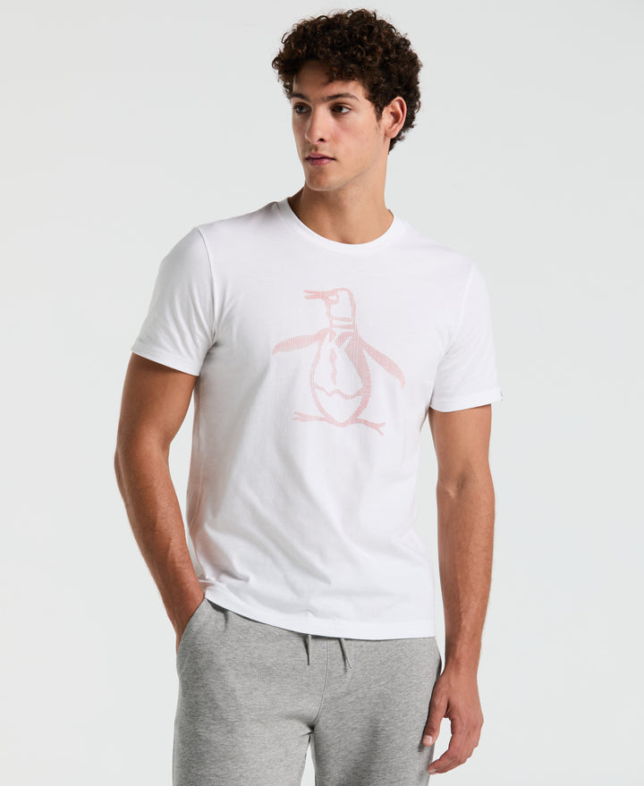 3D Dot Penguin Jersey Graphic Tee (Bright White/Dk Sapph) 
