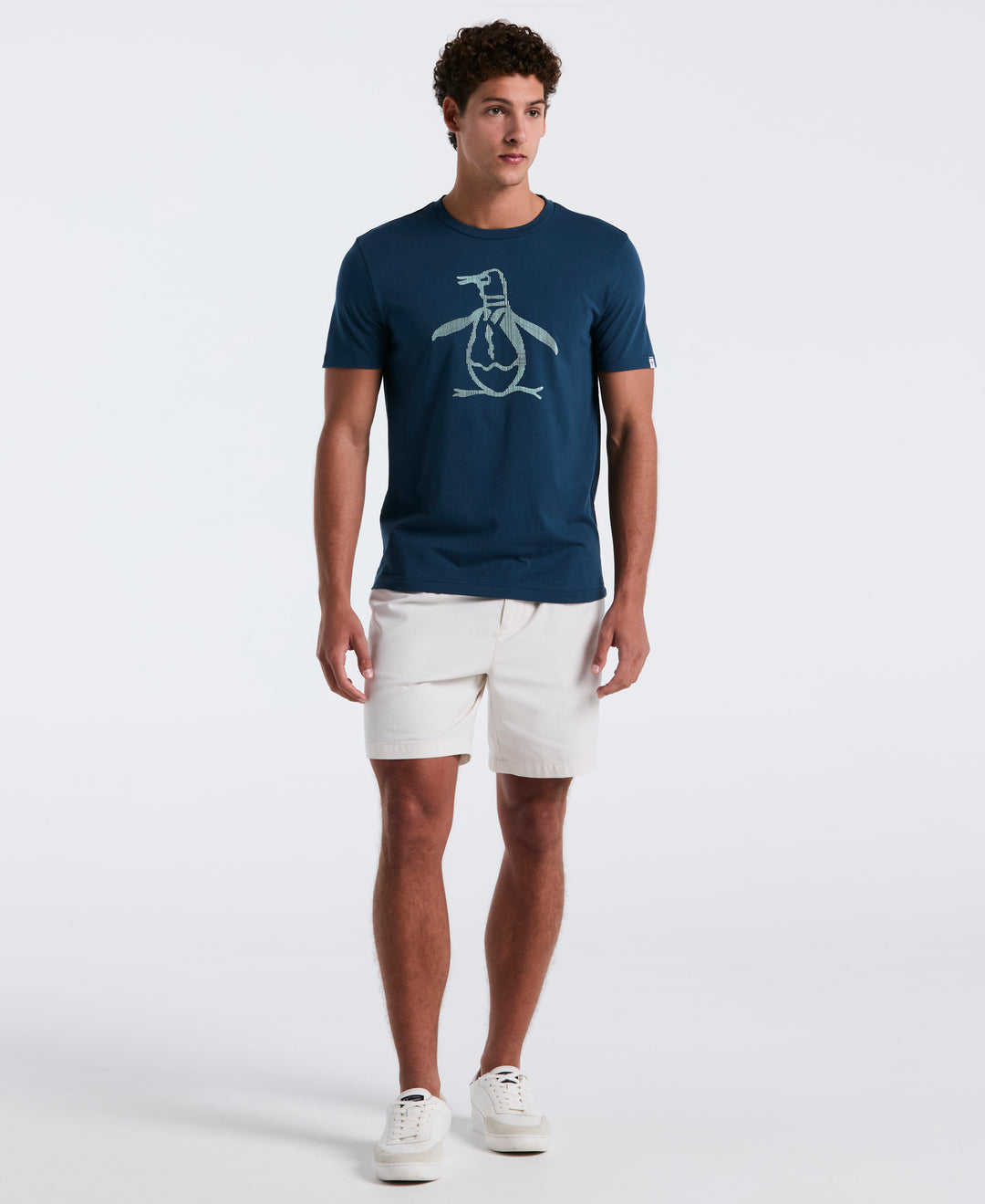3D Dot Penguin Jersey Graphic Tee (Blue Wing Teal) 
