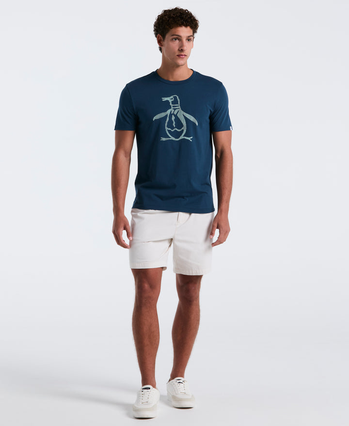 3D Dot Penguin Jersey Graphic Tee (Blue Wing Teal) 