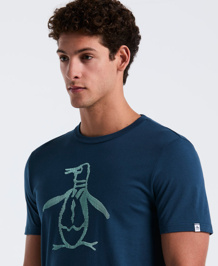 3D Dot Penguin Jersey Graphic Tee (Blue Wing Teal) 