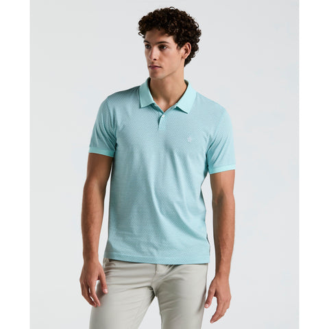 Jersey All-Over Ditsy Print Polo (Blue Tint) 