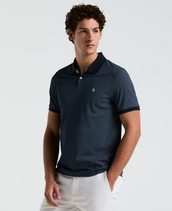 Jersey All-Over Ditsy Print Polo (Dark Sapphire) 