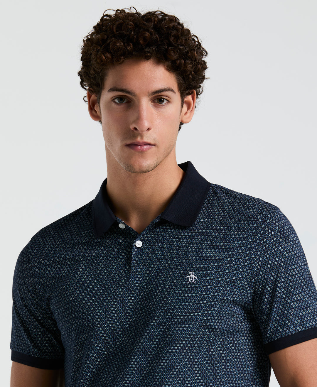 Jersey All-Over Ditsy Print Polo (Dark Sapphire) 