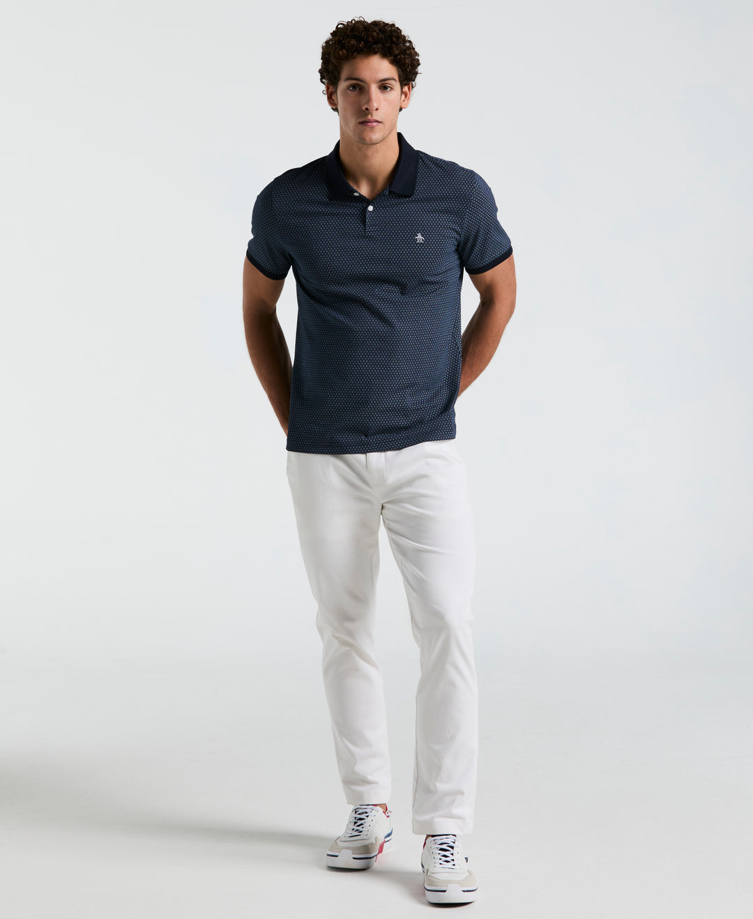 Jersey All-Over Ditsy Print Polo (Dark Sapphire) 
